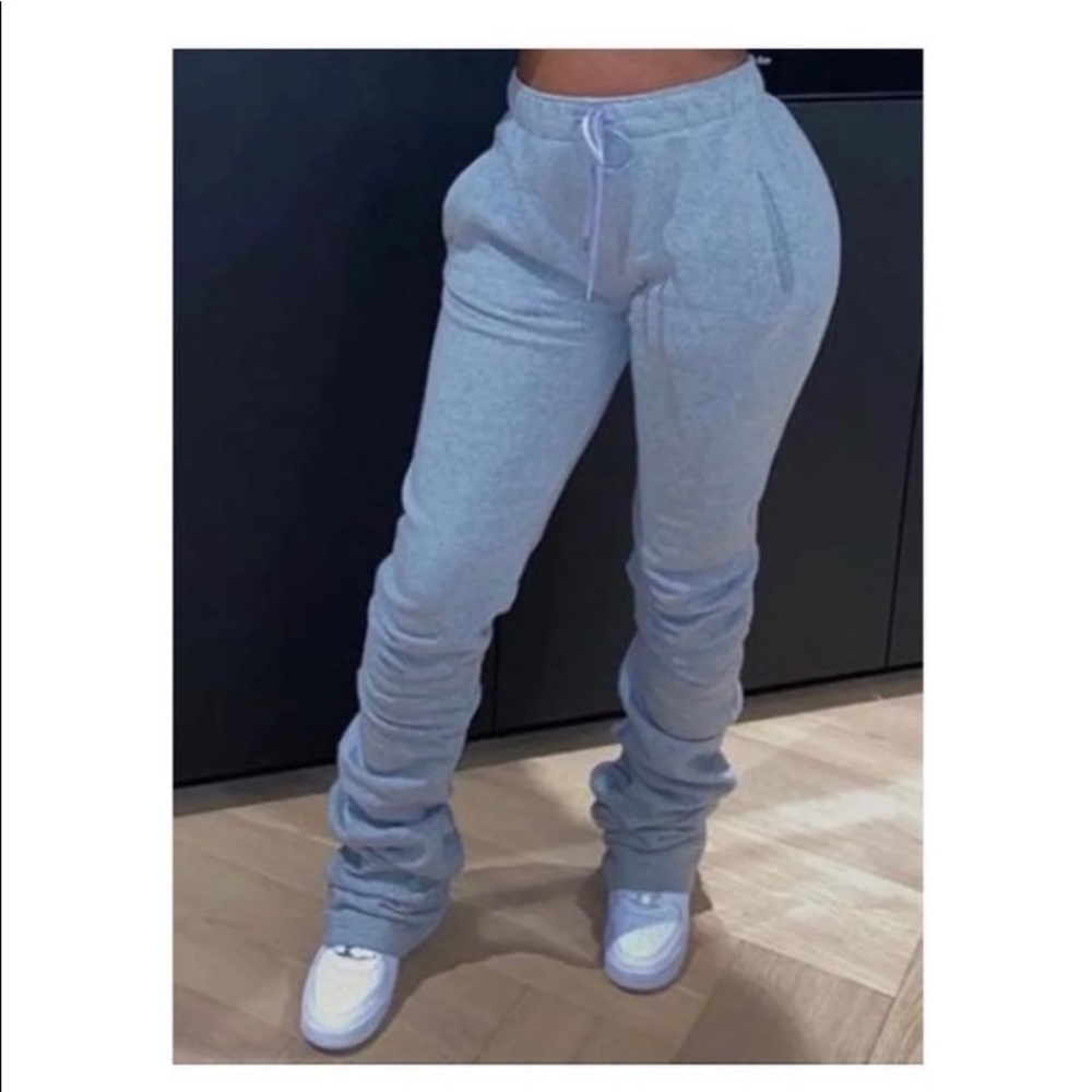 Grey stacked extendo pants